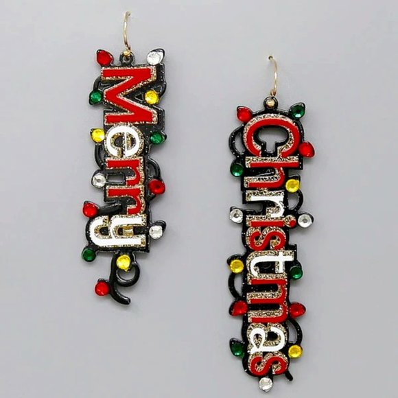 Dangling Merry Christmas Festive Earrings for Women - Picture 1 of 1